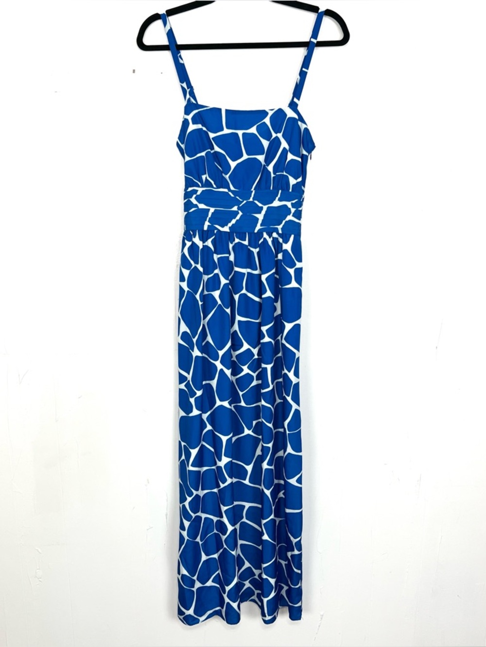 Susana Monaco Blue White Giraffe Print Tie Back Maxi Dress Cocktail Size 2 XS zq